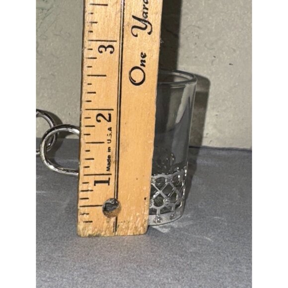 Set Of 3 Vintage mini Glass Cup With Silver-Tone Metal Holders & Handles - Picture 5 of 6